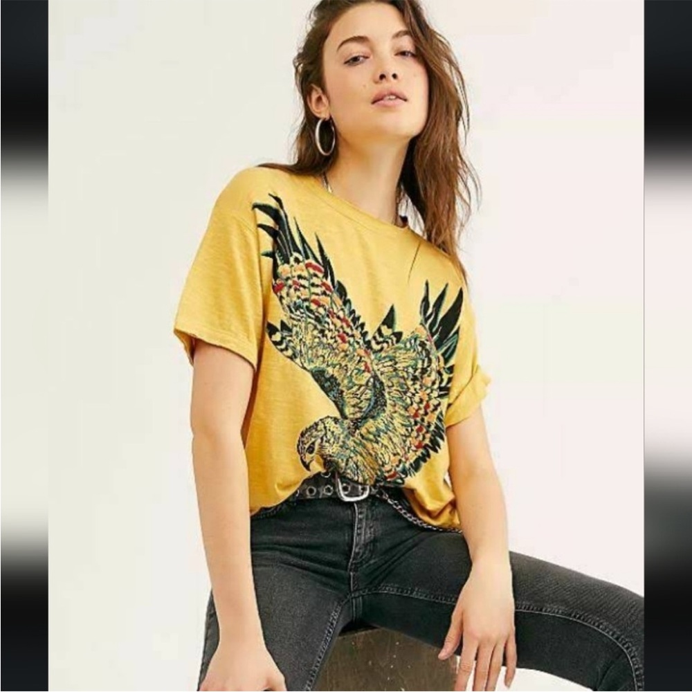 Free People We The Free Soak up the Sun Tee Shirt Sunray Combo Size S OB1104535